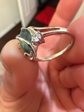 Silver Green Stone and Accent Ring - Women